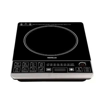 Havells Induction Cooker 2000 Watt Insta Cook ST-N Black | 2000 W Power Consumption, 8 Preset Cooking Options 3 hour preset timer